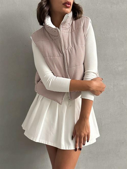 Pitykare Pattern Fiber Inflatable Wholesale Vest - Coffee