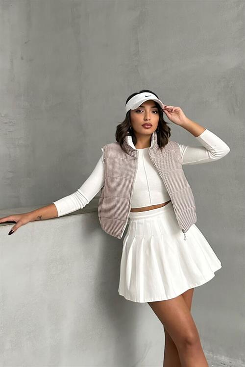 Pitykare Pattern Fiber Inflatable Wholesale Vest - Coffee