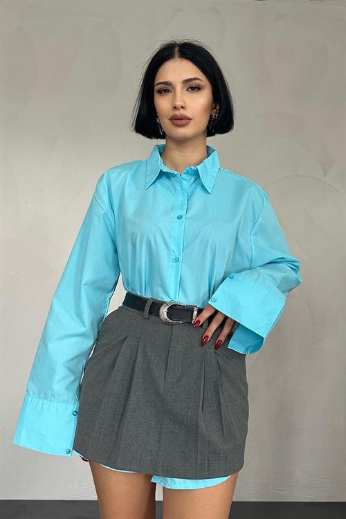 Wholesale Poplin Shirt - Blue