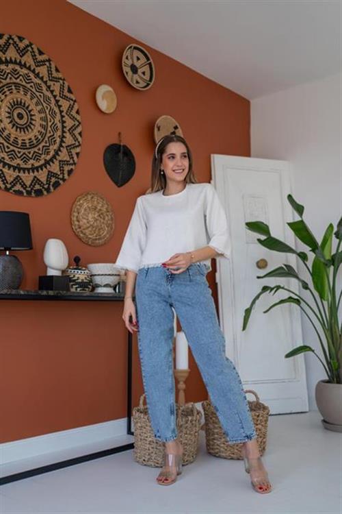 Wholesale White Tassel Detailed Blouse