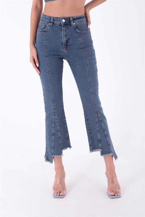 Wholesale Fringed Panelled Denim Pants - Dark Anthracite