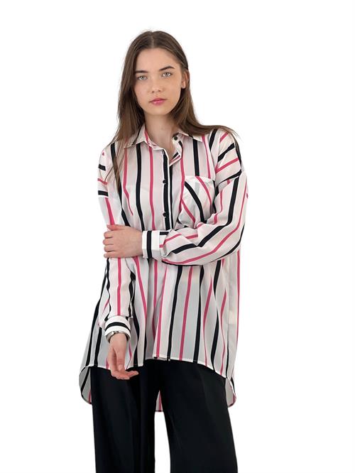 Colorful Striped Oversize Shirt - Two Color Options