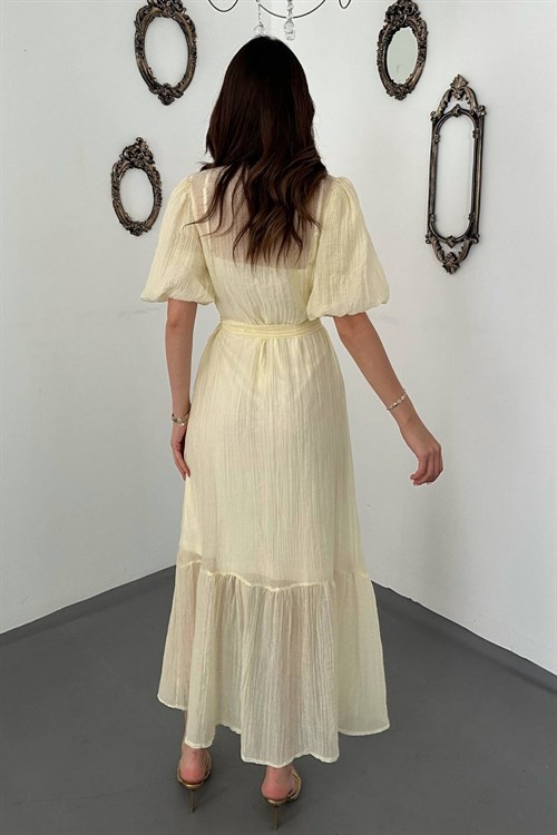 Wholesale Yellow Sheer Dress with Inner Lining