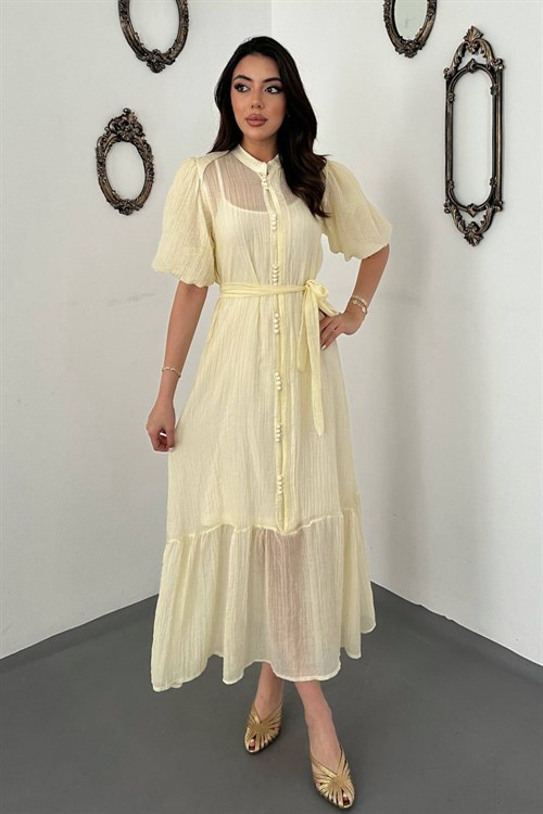 Wholesale Yellow Sheer Dress with Inner Lining