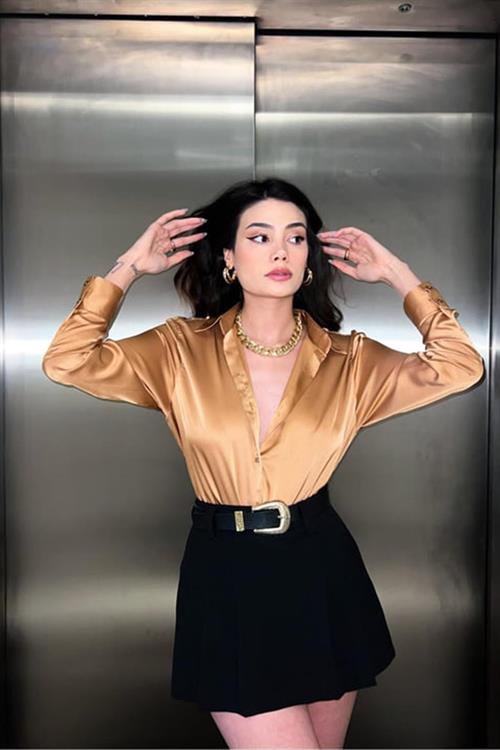 Wholesale Camel Satin Shirt