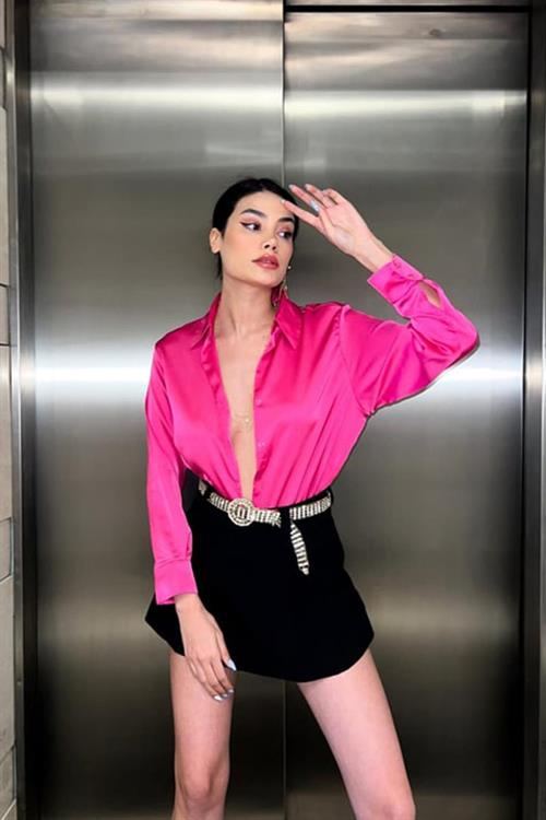 Wholesale Fuchsia Satin Shirt