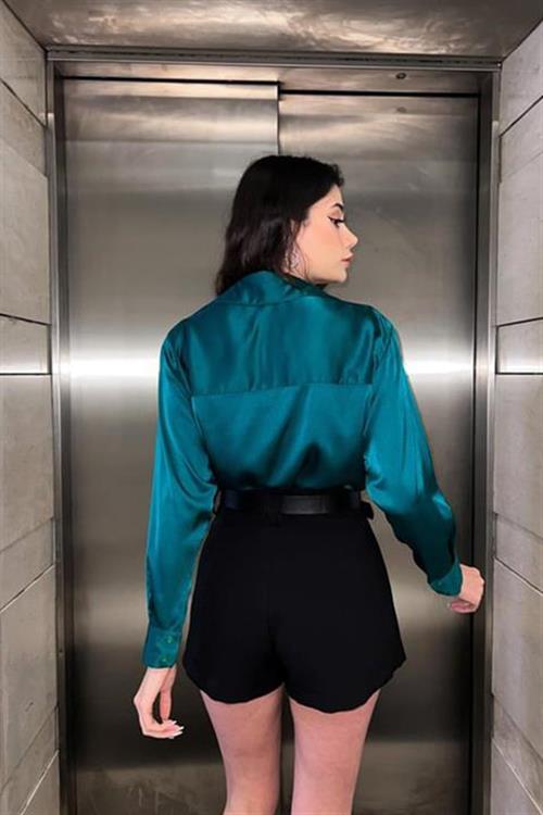 Wholesale Emerald Green Satin Shirt