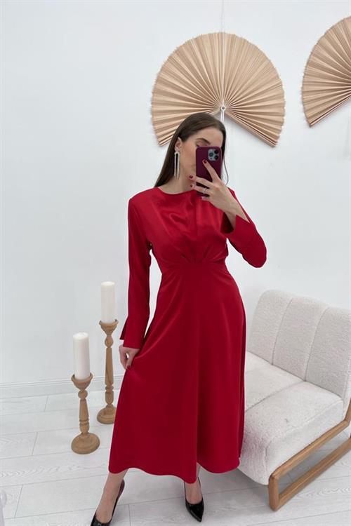 Wholesale Satin Long Dress - Red