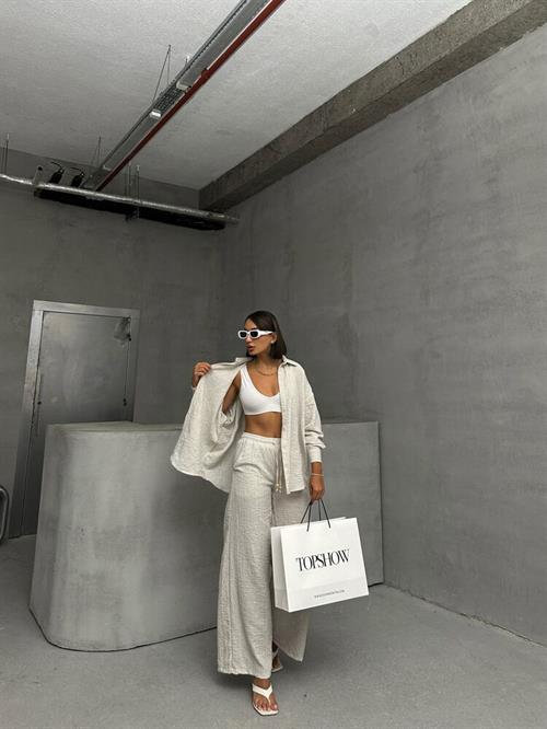 Glitter Striped Wholesale Shirt - Stone Gold