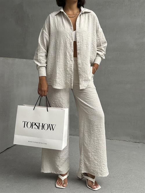 Glitter Striped Wholesale Shirt - Stone Gold