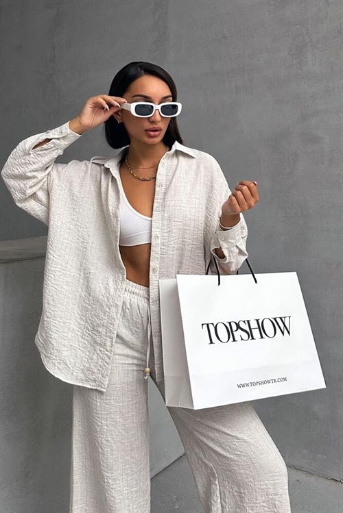 Glitter Striped Wholesale Shirt - Stone Gold