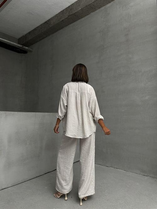 Wholesale Shirt with Lurex Stripes - Stone Silver