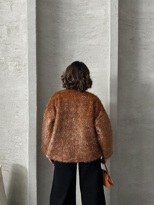 Wholesale Cardigan with Silvery Fringe - Coffee