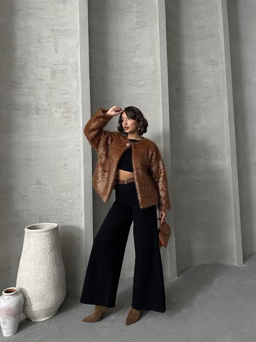 Wholesale Cardigan with Silvery Fringe - Coffee