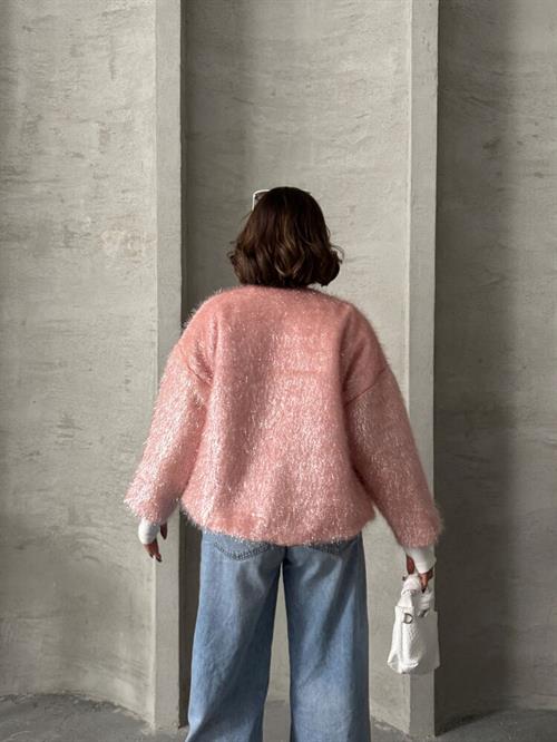 Wholesale Cardigan with Silvery Fringe - Powder