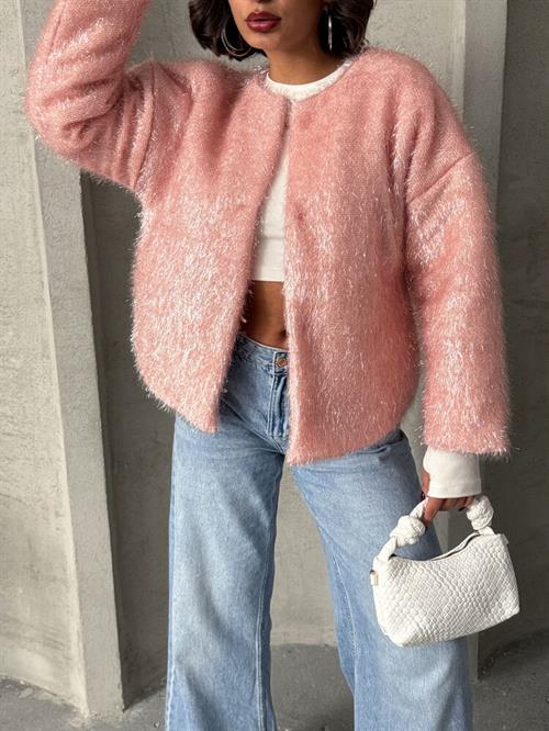 Wholesale Cardigan with Silvery Fringe - Powder