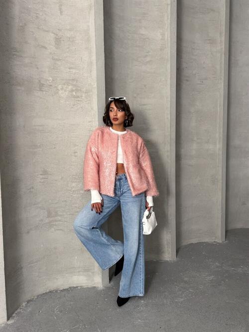 Wholesale Cardigan with Silvery Fringe - Powder