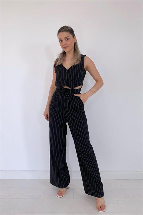 Wholesale Black Striped Three-Piece Suit