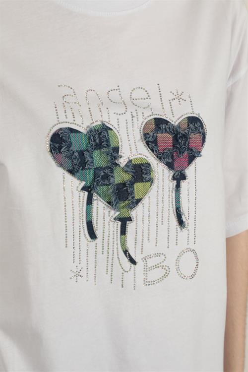 Stone Printed Womens T-Shirt-White