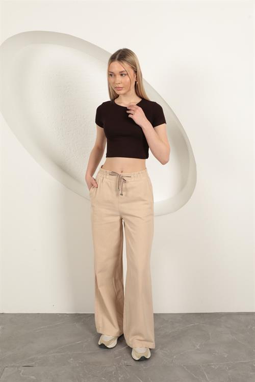 Strawberry Viscose Fabric Basic Crop-Brown