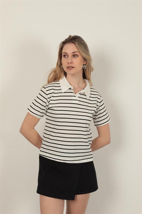 Striped WomenS T-Shirt-Black