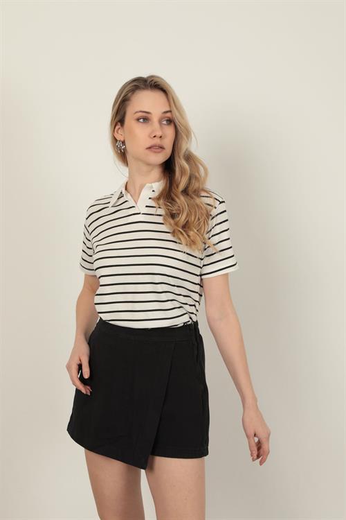 Striped WomenS T-Shirt-Black
