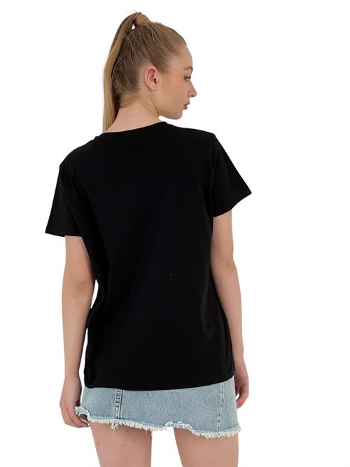 Angels With Silver Wings Printed Black T-Shirt