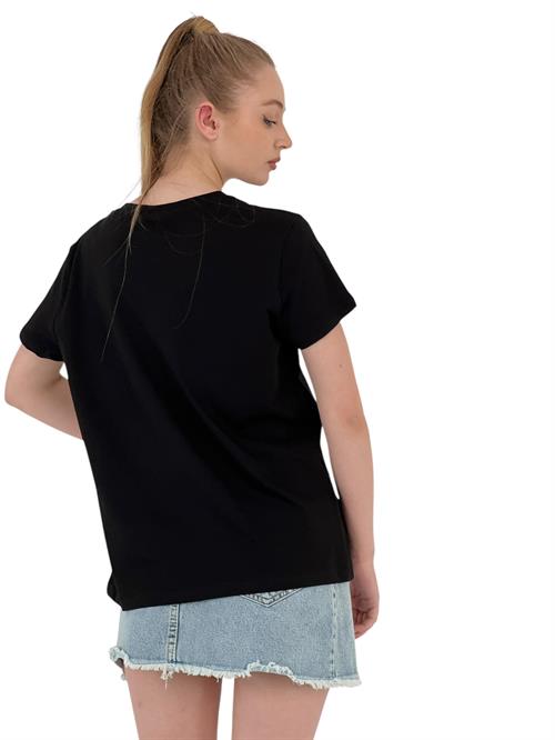 Glamor Printed Black Oversize T-Shirt