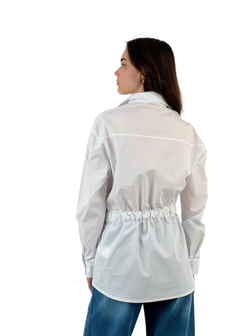 Belt Detailed White Oversize Shirt