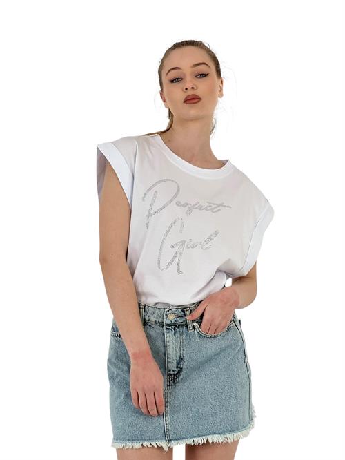 Perfect Girl Taş Detaylı Kolsuz Kadın Tişört