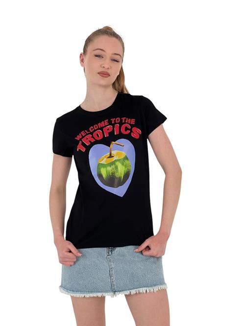 Tropics Coconut Print T-Shirt – Black &Amp; White