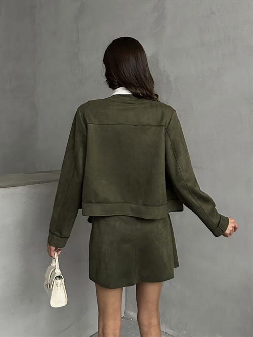 Suede Pocket Wholesale Jacket - Khaki