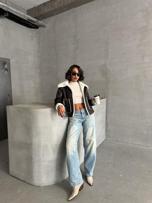 Suede Plush Wholesale Coat - Khaki Cream