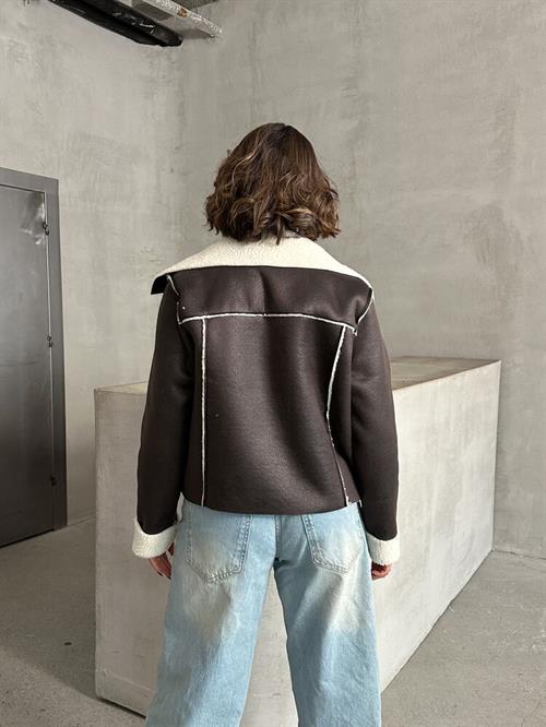 Suede Plush Wholesale Coat - Khaki Cream