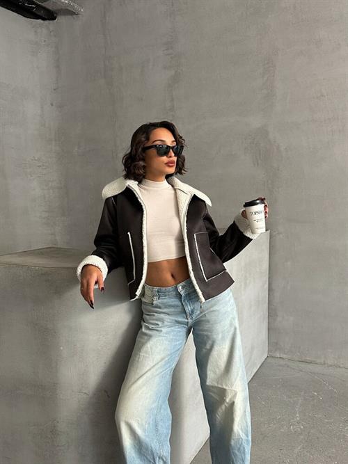 Suede Plush Wholesale Coat - Khaki Cream