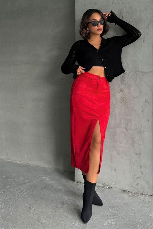 Suede Wholesale Skirt - Red