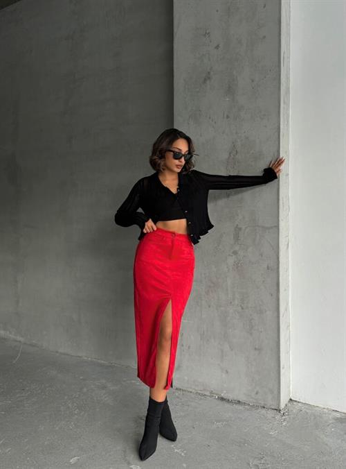 Suede Wholesale Skirt - Red