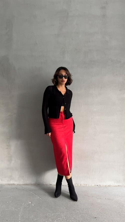 Suede Wholesale Skirt - Red