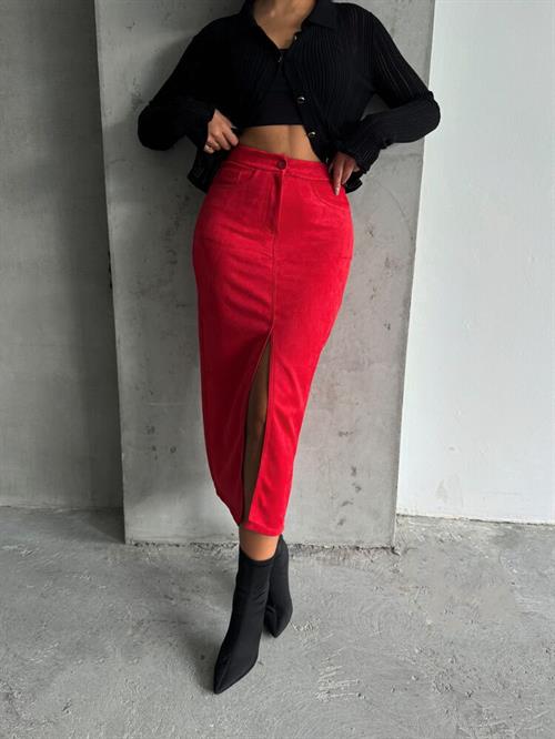 Suede Wholesale Skirt - Red