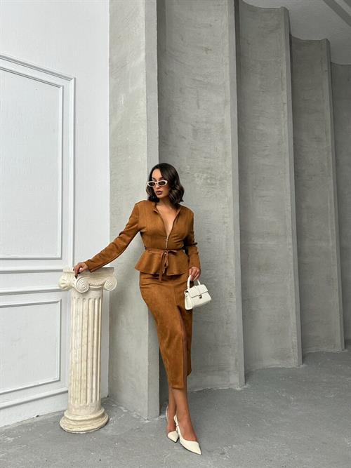 Suede Wholesale Skirt - Taba