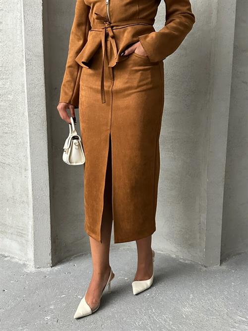 Suede Wholesale Skirt - Taba