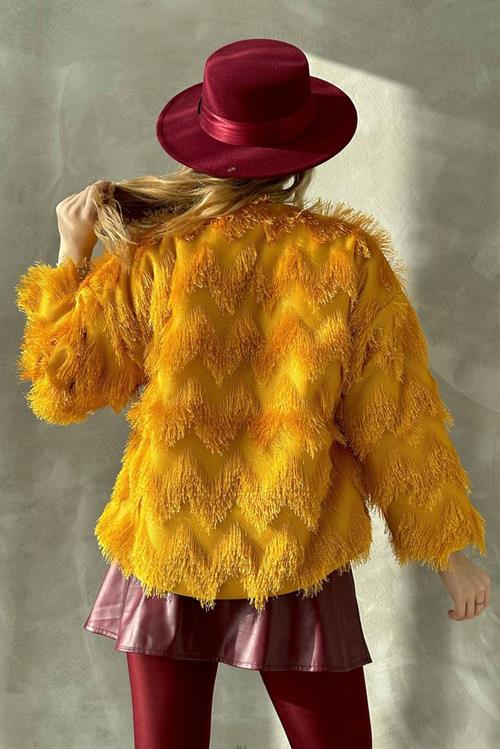 Faux Fur Wholesale Jacket - Mustard