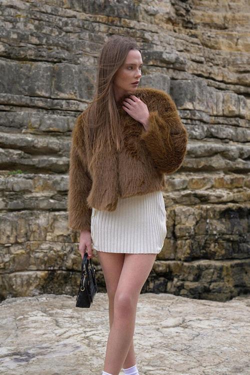 Faux Fur Wholesale Jacket - Coffee