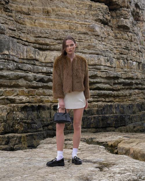 Faux Fur Wholesale Jacket - Coffee