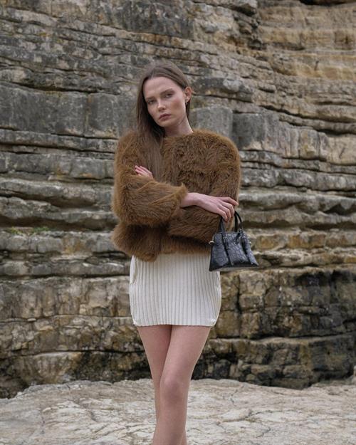 Faux Fur Wholesale Jacket - Coffee