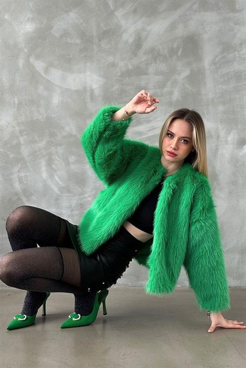 Faux Fur Wholesale Jacket - Emerald