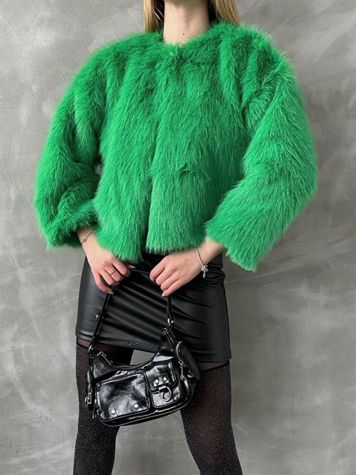 Faux Fur Wholesale Jacket - Emerald