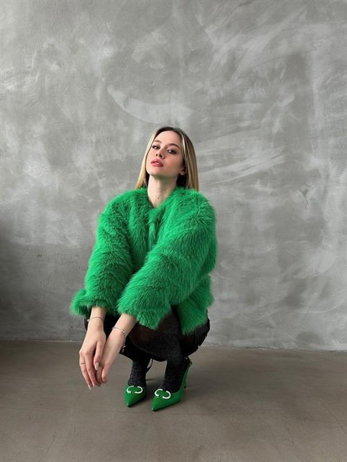 Faux Fur Wholesale Jacket - Emerald