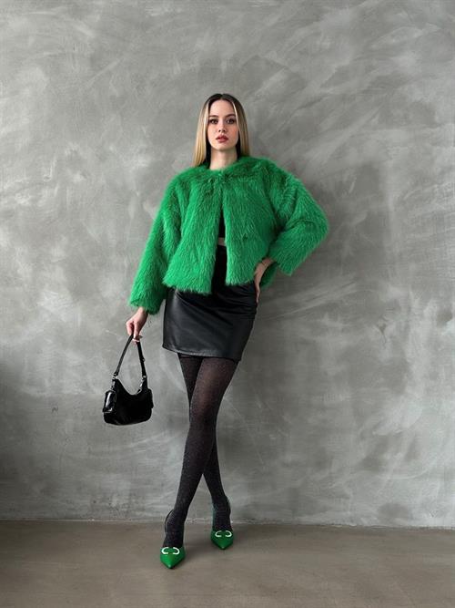 Faux Fur Wholesale Jacket - Emerald