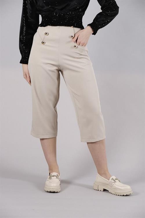 L Pocket Shabby Wholesale Pants with Ornamental Buttons - Open Stone